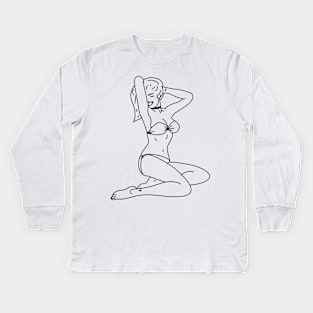 Pin Up Girl Kids Long Sleeve T-Shirt